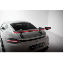 MAXTON DESIGN carbon wing with Upper Swan Mounting + LED for Porsche 718 Cayman 982c, V1