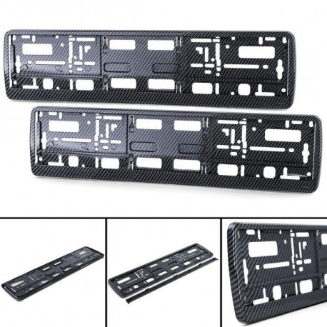 Outlet License plate holder license plate holder frame carbon optics black gloss 2 pieces DAMAGED | races-shop.com