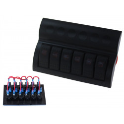 Waterproof panel with 6 Carling Rocker switches (IP68)