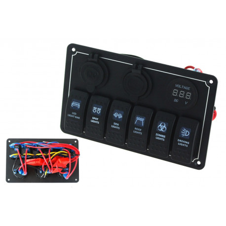 Switch panels Waterproof OFFROAD panel with 6 Carling Rocker switches (IP68) | races-shop.com
