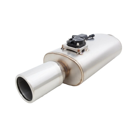 Universal valve mufflers Varex exhaust valve muffler 5.5"x9.5"x15" Flanged Inlet 2.5", Double-Wall Tip 4" | races-shop.com