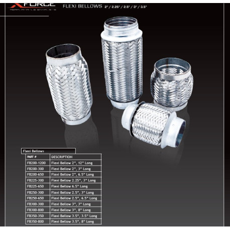 Exhaust flex pipe Standard (SS201) XFORCE Exhaust Flex Pipe 76x203 mm | races-shop.com