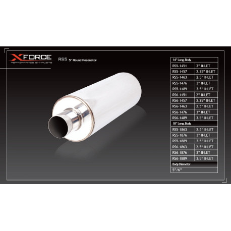 Replacement catalytic converters Round Resonater 5" OD Barrel, 14" Long, 3" Inlet Straight Through | races-shop.com