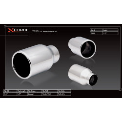 XFORCE 2.5″ Inlet 3.5″ Round Rolled-In Tip, Stainless Steel