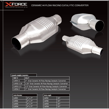 Universal catalysts XFORCE 76 mm Universal High-Flow Catalytic Converter (ceramic, oval, 100 cell) | races-shop.com