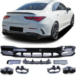 RACES rear diffuser for Mercedes CLA C118 from 19 (exhaust 2+2), glossy black, black DAMAGED