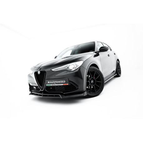 Body kit and visual accessories MAXTON DESIGN front splitter for Alfa Romeo Stelvio Mk1, glossy black, V3 | races-shop.com