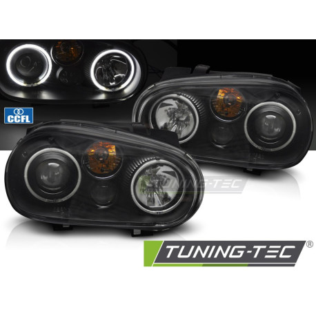 Lighting HEADLIGHTS ANGEL EYES CCFL BLACK fits VW GOLF IV 97-03 | races-shop.com