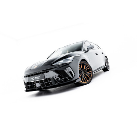 Body kit and visual accessories Street Pro Front Splitter Cupra Leon ST / Hatchback Mk1 Facelift (black-red + gloss flaps) | races-shop.com
