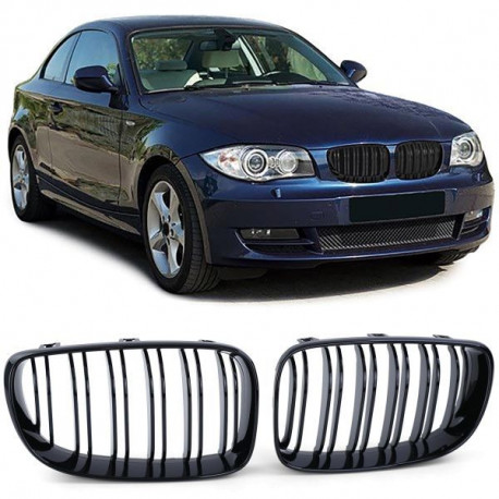 Outlet RACES grille (Double Bar Performance) for BMW E81 E82 E87 E88 LCI, gloss DAMAGED | races-shop.com