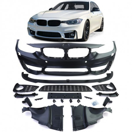 Outlet Sport front bumper + spoiler sword fits BMW 3 Series F30 F31 F80 11-19 INCOMPLETE | races-shop.com