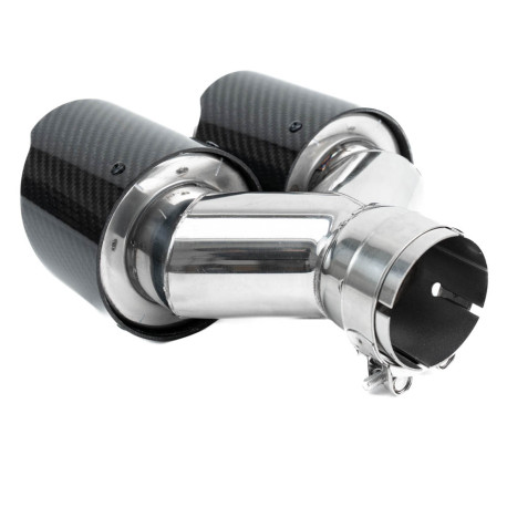 Two outputs Exhaust tip RACES CARBON 2x101mm, input 63.5mm - Gloss | races-shop.com