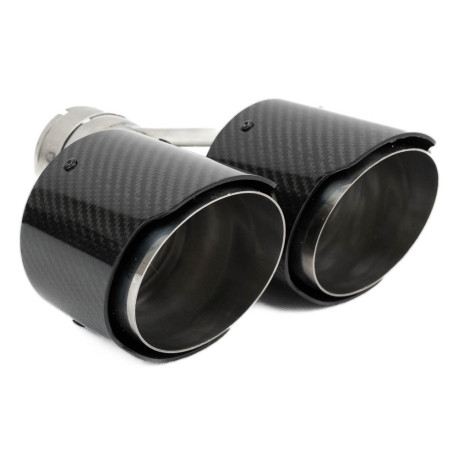 Two outputs Exhaust tip RACES CARBON 2x101mm, input 76mm - Gloss | races-shop.com