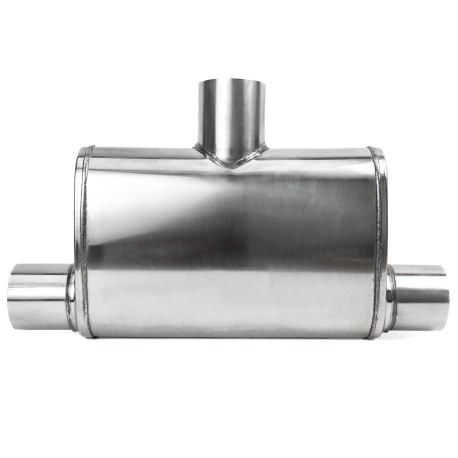 1x input / 2x output Muffler RACES 44, inlet 3" (76mm) | races-shop.com