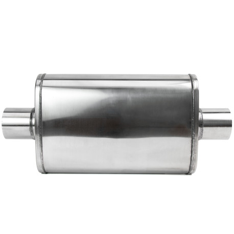 1x input / 1x output Center Muffler RACES 61, inlet/outlet 2,75" (70mm) | races-shop.com