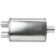 1x input / 2x output Center Muffler RACES 14, inlet 3" (76mm), outlet 2,5"(63mm) | races-shop.com