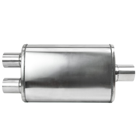 1x input / 2x output Center Muffler RACES 57, inlet 2,25" (57mm), outlet 2,25" (57mm) | races-shop.com