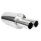 Dual tips Muffler RACES 33, inlet 2,5" (63mm) SS304 | races-shop.com