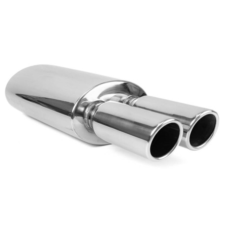 Dual tips Muffler RACES 18, inlet 2,5" (63mm) SS201 | races-shop.com