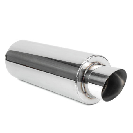 Single wall - round rolled Muffler RACES 27, inlet 2" (51mm) SS201 | races-shop.com