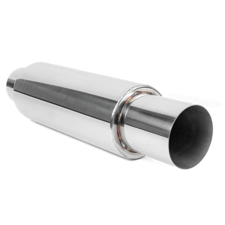 Single wall - round rolled Muffler RACES 37, inlet 3" (76mm) SS201 | races-shop.com