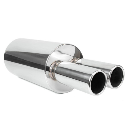 Dual tips Muffler RACES 33, inlet 2,5" (63mm) SS201 | races-shop.com