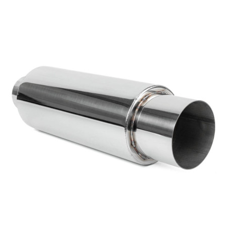 Double wall - round rolled Muffler RACES 61, inlet 3" (76mm) | races-shop.com