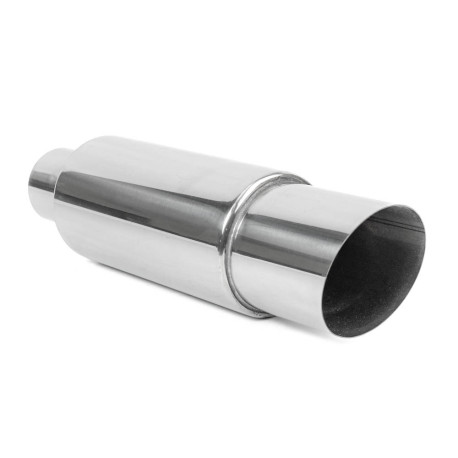 Single wall - round rolled Muffler RACES Chrome 89mm, inlet 3" (76mm) | races-shop.com