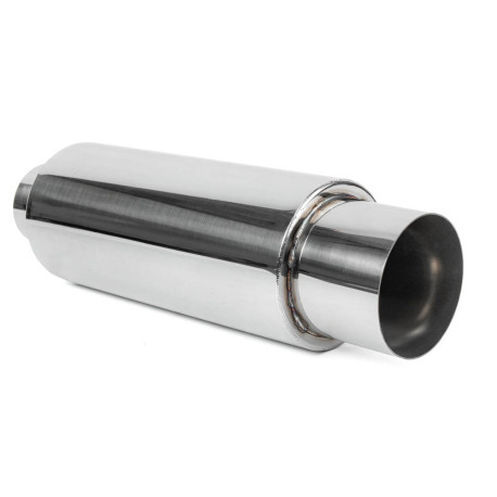 Single wall - round rolled Muffler RACES 65, inlet 3" (76mm) SS304 | races-shop.com