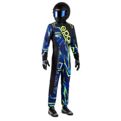 FIA children`s racing suit SPARCO PRIME-K INFINITY, black/blue/fluo/yellow