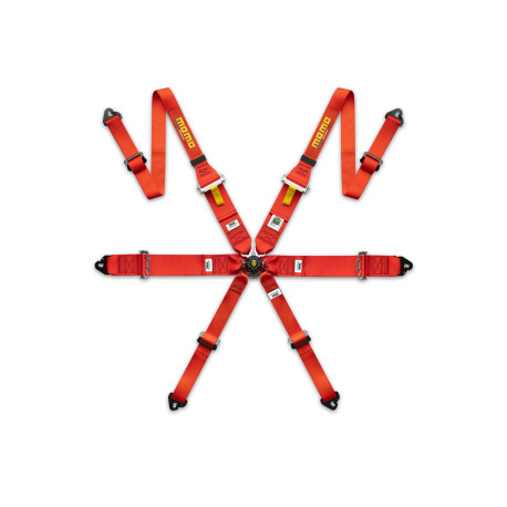 Seatbelts and accessories FIA 6 point sport safety belts MOMO PRO DRIVER FHR 2"/3" (50/76mm), red | races-shop.com