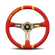 steering wheels 3 spoke steering wheel MOMO DRIFTING, 350mm, suede, 90mm offset, red/grey/yellow | races-shop.com