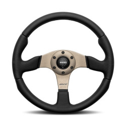 3 spoke steering wheel MOMO RACE 2.0, 350mm, leather, 40mm offset, black/grey