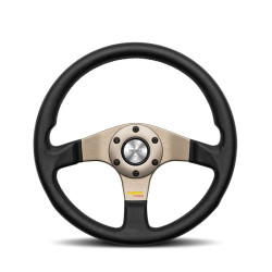 3 spoke steering wheel MOMO TUNER, 350mm, leather, 40mm offset, black/grey