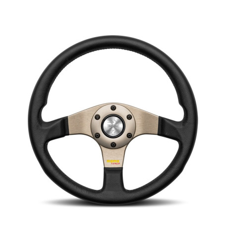 steering wheels 3 spoke steering wheel MOMO TUNER, 350mm, leather, 40mm offset, black/grey | races-shop.com