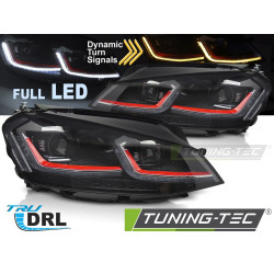 Headlights FULL LED for VW GOLF VII 13-17 (Red SEQ DRL)