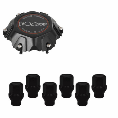 Aluminium wheels EVO Corse Fixing Kit DakarZero Cap + Lug Nuts M12×1.50 (6×139.7) (Black Badge) | races-shop.com