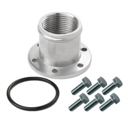 EWP Alloy Flange Adapter: 38mm (1 1/2") Straight Hose Barb With Female -16AN ORB