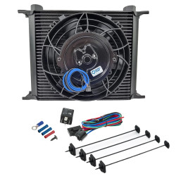 Universal Engine/Trans Oil Cooler (50mm) 30-Row AN10 & 8"Fan Combo (12V)