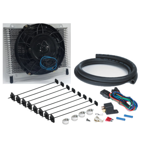 Transmission and power steering cooler Trans Cooler Kit 23 Plate & 8" Fan Combo 12V | races-shop.com