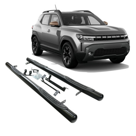 Side steps and rails Stainless steel side bars for Dacia Duster 2024-up (Black) | races-shop.com