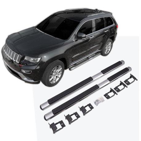 Side steps and rails Stainless steel side bars for Jeep Grand Cherokee 2011-2022 4" Oval | races-shop.com