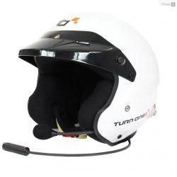 FIA open-face race helmet Turn One Jet-RS (HANS + intercom), white
