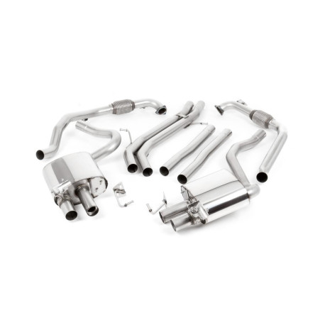 Milltek exhaust systems Milltek Cat-back exhaust (louder) for Audi S4 3.0 Turbo V6 (B9) (non-GPF) 2016+ - Cerakote black GT-100 tips | races-shop.com