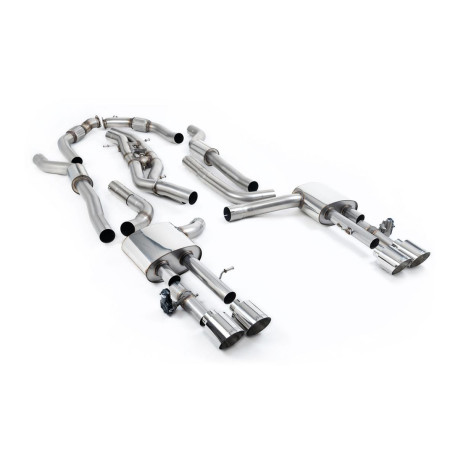 Milltek exhaust systems Milltek Cat-back exhaust resonated for Audi S8 4.0 TFSI V8 Saloon/Sedan (D5) (non-GPF, LWB) 2020+ - Polished tips | races-shop.com
