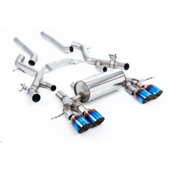 Milltek Secondary cat-back exhaust non-resonated for BMW M2 Coupe (non-GPF) 2023+ - Burnt/blue titanium tips