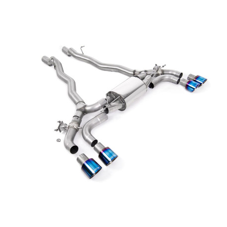 Milltek exhaust systems Milltek GPF-back exhaust for BMW M5 (F90) 4.4l Twin Turbo (GPF) 2020-2021 - Quad burnt/blue titanium tips | races-shop.com