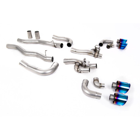 Milltek exhaust systems Milltek GPF-back exhaust valved for BMW M8 (F91/F92) 4.4l V8 Twin Turbo Coupe/Cabrio (GPF) 2020+ - Burnt/blue titanium tips | races-shop.com
