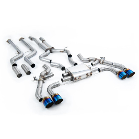Milltek exhaust systems Milltek Cat-back exhaust resonated for BMW X3 X3M/X3M Comp 3.0 (G01) (non-GPF) 2022+ - Burnt/blue titanium tips | races-shop.com