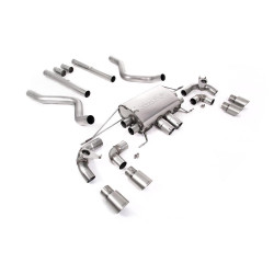 Milltek Cat-back exhaust (loudest) valved for Land Rover Defender 90 V8 425PS & 525PS (non-GPF) 2021+ - Brushed titanium tips
